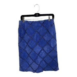 Catherine Stewart Faux Suede Patchwork Pencil Skirt Knee Length Size 8 Western